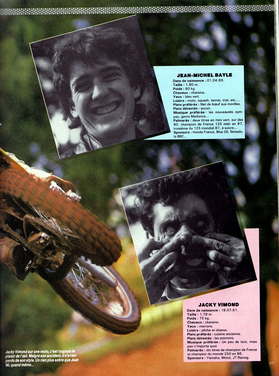 La page 6 de l'interview de Jean-Michel Bayle par Jacky Vimond pour le magazine Moto Crampons d'octobre 1987