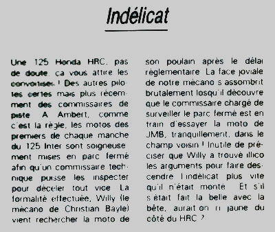 Un commissaire de piste teste la 125 HRC de Jean-Michel !!!