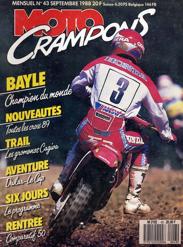 Jean-Michel fait la couverture de Moto Crampons de Septembre 1988
