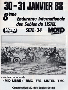 La publicité pour aller voir la course des sables du Listel