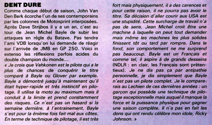 John Van De Berk donne son avis sur Jean-Michel