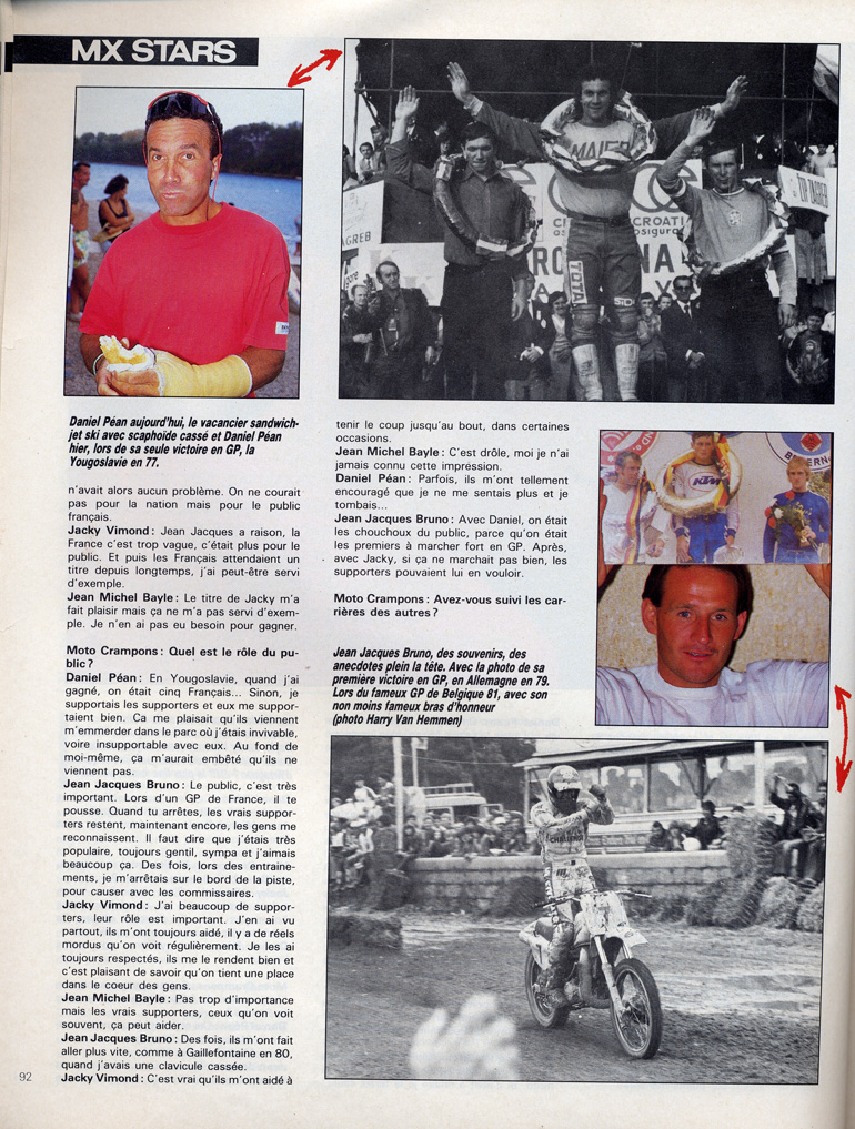 La page 3 de l'interview de Jean-Michel Bayle, Jacky Vimond, Jean-Jacques Bruno et Daniel Péan parue dans le moto crampons de décembre 1989.