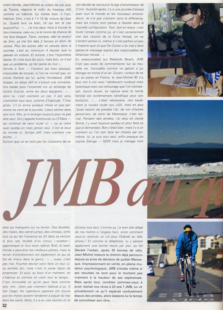 La page 3 de l'interview de Jean-Michel Bayle parue dans le numéro de Moto Verte d'Avril 1990
