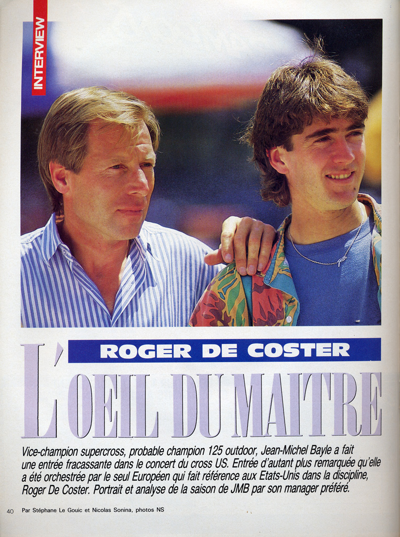 La première page de l'interview de Roger de Coster parue dans le moto crampons d'Août 1990