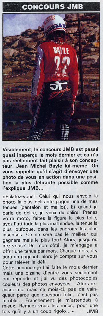 Le magazine Moto Crampons associé à Jean-Michel organisent un concours.