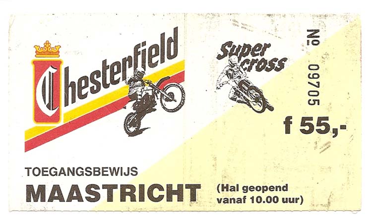 Le ticket d'entrée de Stéphane Segers pour ce supercross de Maastricht