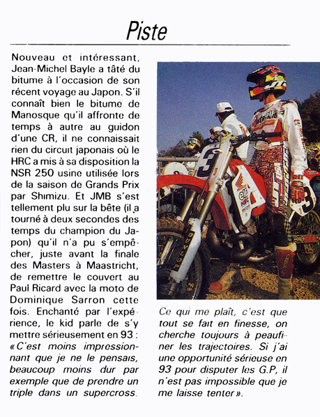 Jean-Michel Bayle essaie une moto de vitesse