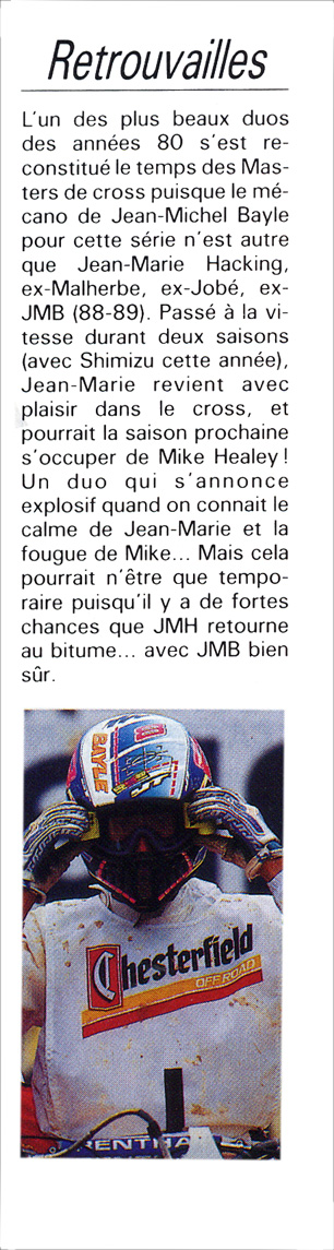 Jean-Marie Hacking travaille avec JMB lors de ces Masters