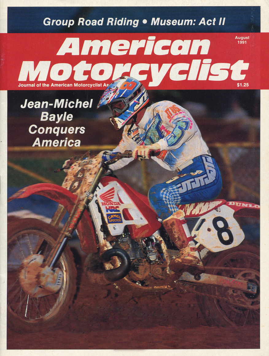 Jean-Michel Bayle fait la couverture du magazine American Motorcyclist d'Août 1991