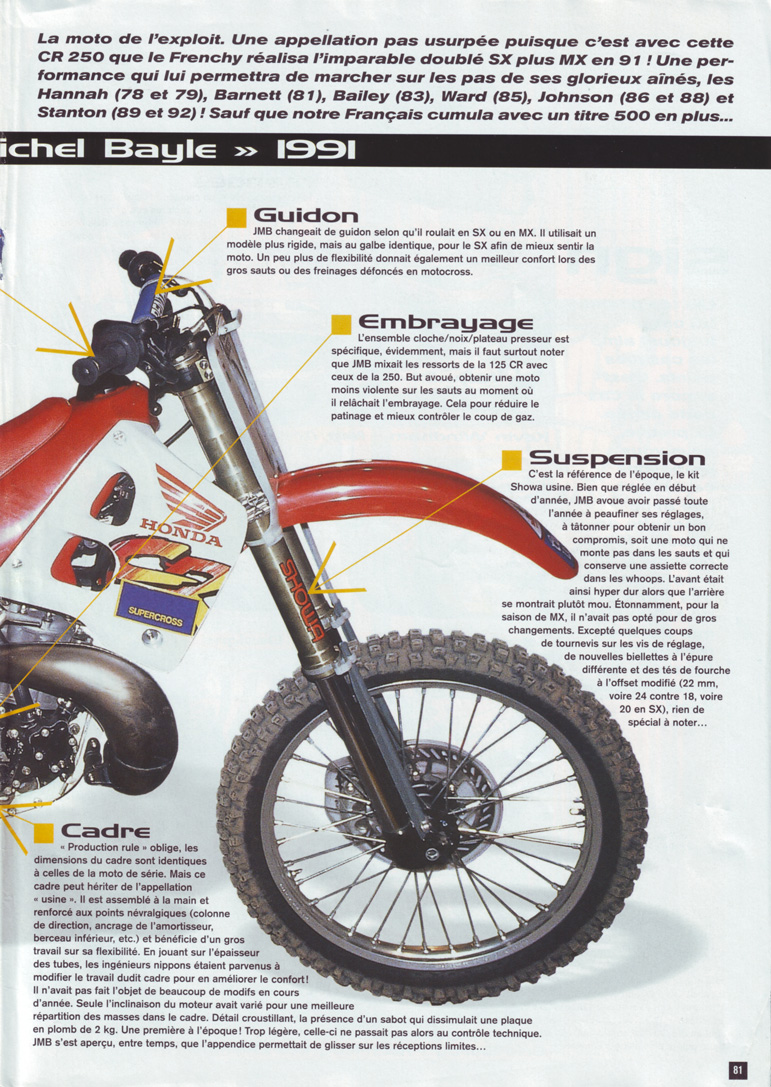 Moto Verte fait un focus sur la CR 250 que Jean-Michel Bayle utilise en 1991, voici la page 2