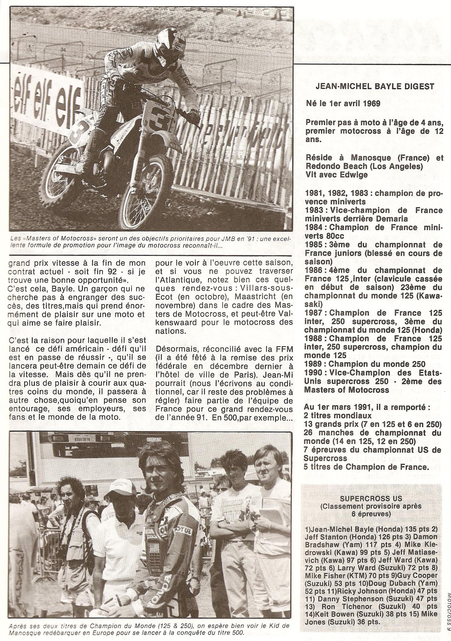 Articles sur Jean-Michel Bayle par le magzine belge Motocross, page 4