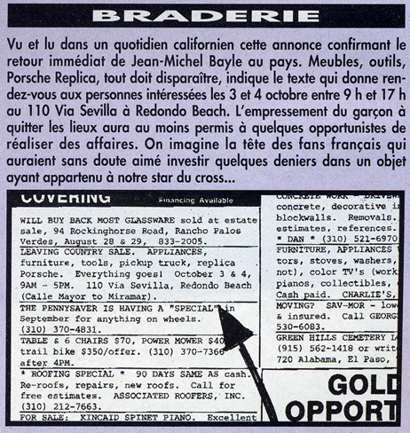 Jean-Michel Bayle se vendait ses affaires pour pouvoir repartir en France léger....