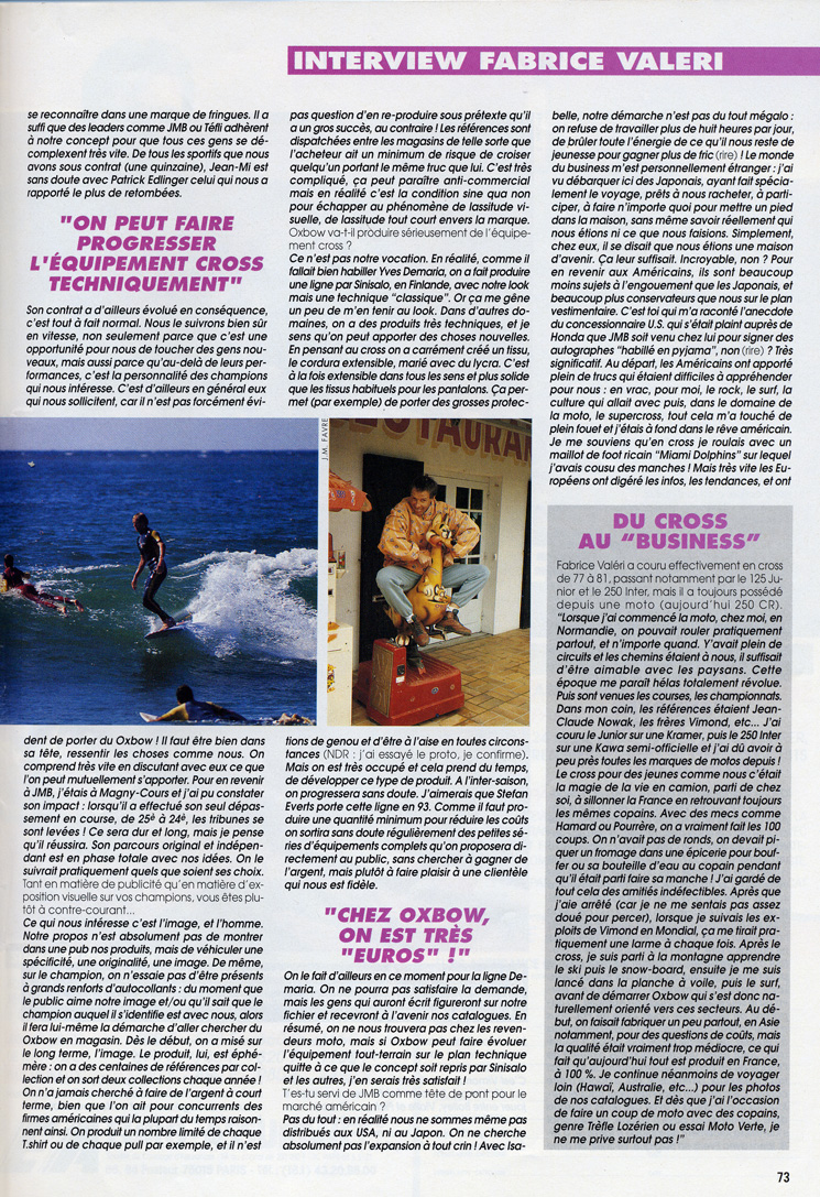 La troisième page de l'interview de Fabrice Valéri, boss d'Oxbow