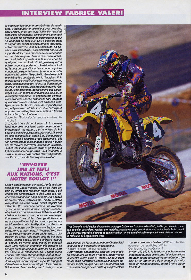 La quatrième page de l'interview de Fabrice Valéri, boss d'Oxbow