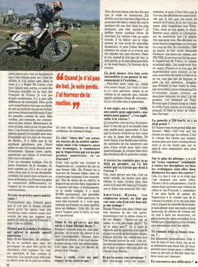 La troisième page de l'interview de Jean-Michel Bayle dans Paris Match