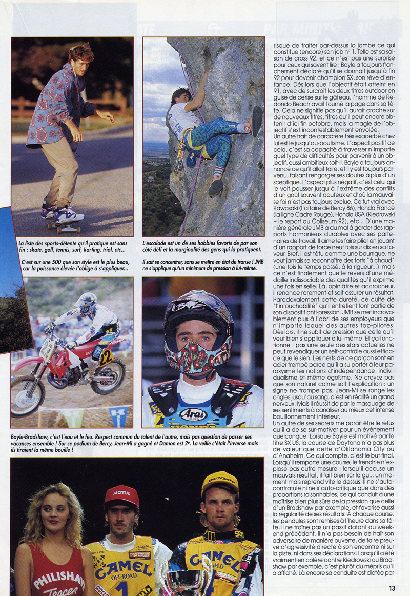 La huitième page du spécial Jean-Michel Bayle Moto Verte retraçant sa carrière en motocross