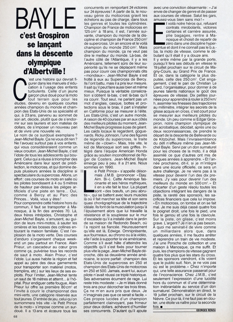 La page 68 du Paris Match du 23 Juillet 1992 où l'on parle de Jean-Michel