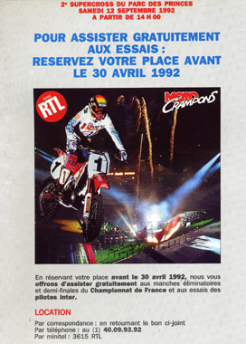 Une publicité pour le supercross du Parc