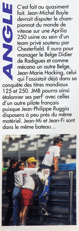 JMB roulera sur une Aprilia 250 en 1993