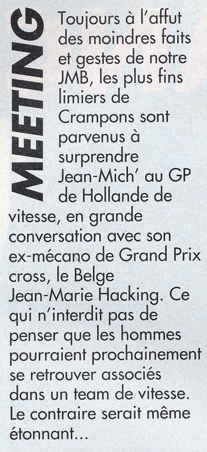 Une possible nouvelle collaboration  entre Jean-Marie Hacking et JMB en vitesse ???