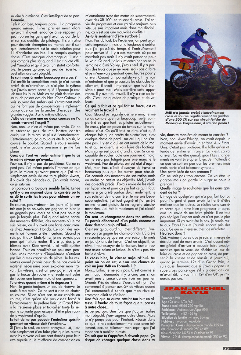 Cliquez pour agrandir la deuxième  page de l'interview de JMB par Bertrand Sanlaville