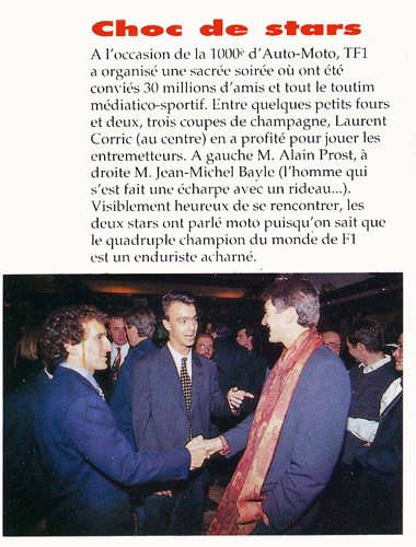 Jean-Michel rencontre Alain Prost lors de la soirée pour la  1000ème  d'Auto-Moto