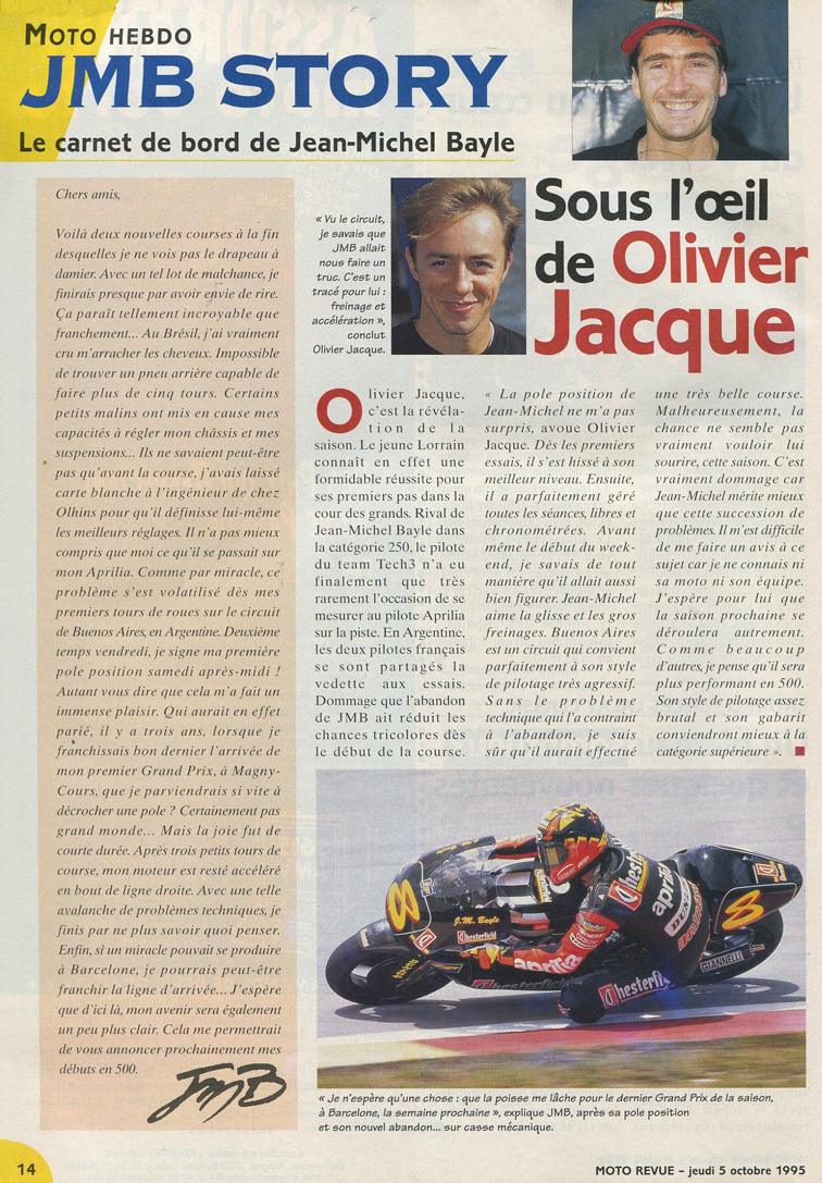 JMB nous parle de ses courses au Brésil et en Argentine et Olivier Jacque de JMB