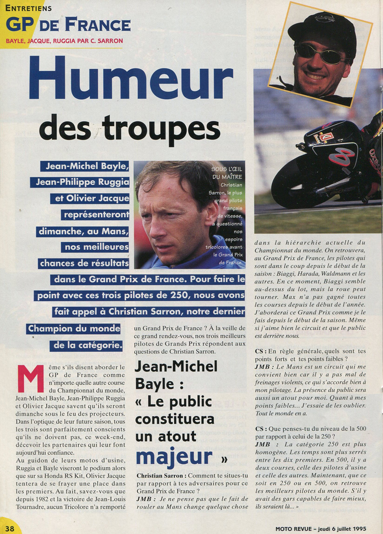 Christian Sarron fait une petite interview de JMB et J.P Ruggia avant  le Grand-Prix de France