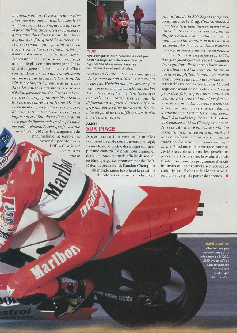JMB nous parle de ses premiers essais au guidon de sa nouvelle machine.