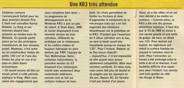 Un point sur la KR3 avec Kenny Roberts