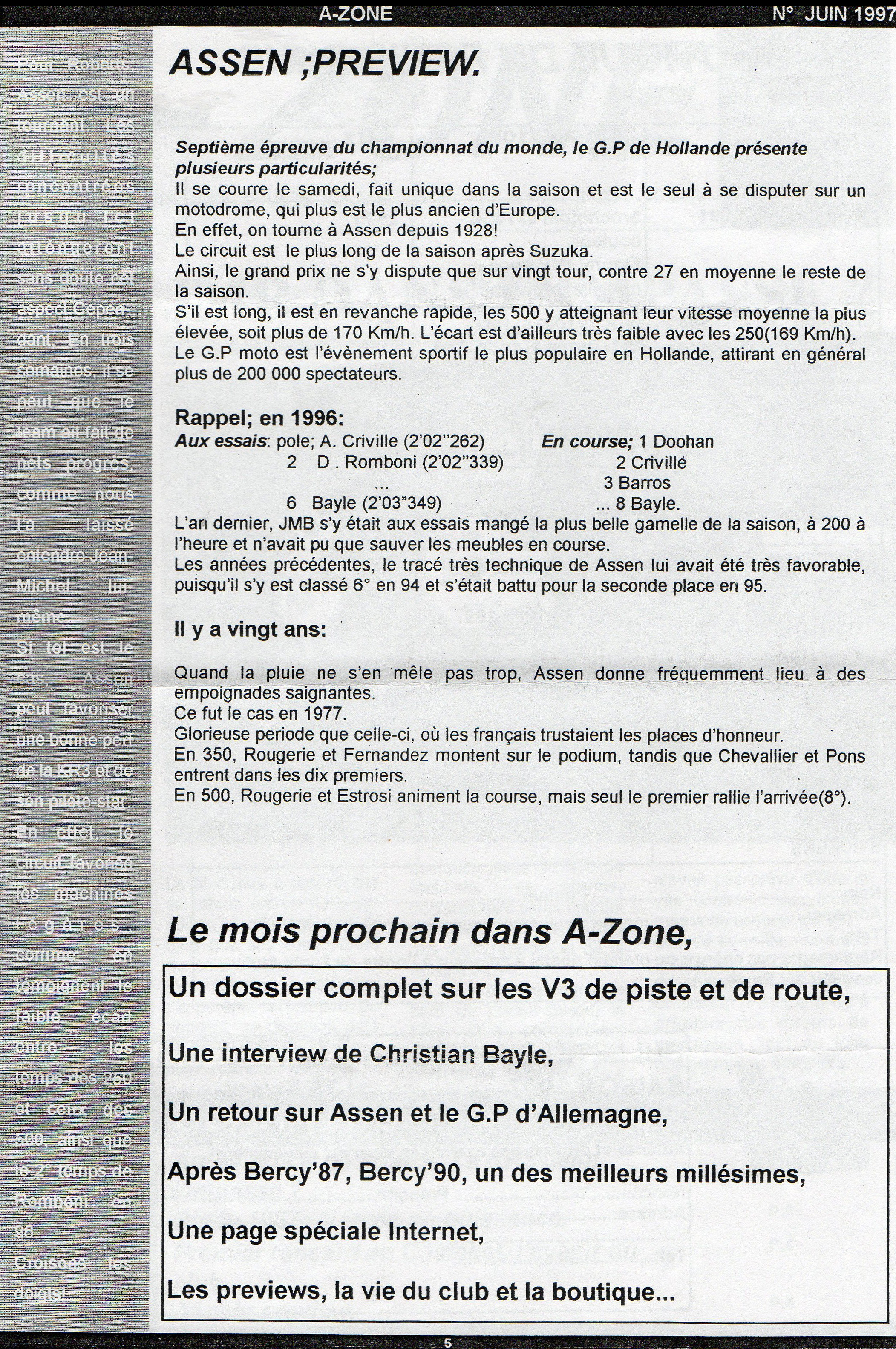 La page 5 du A zone de Janvier 1997