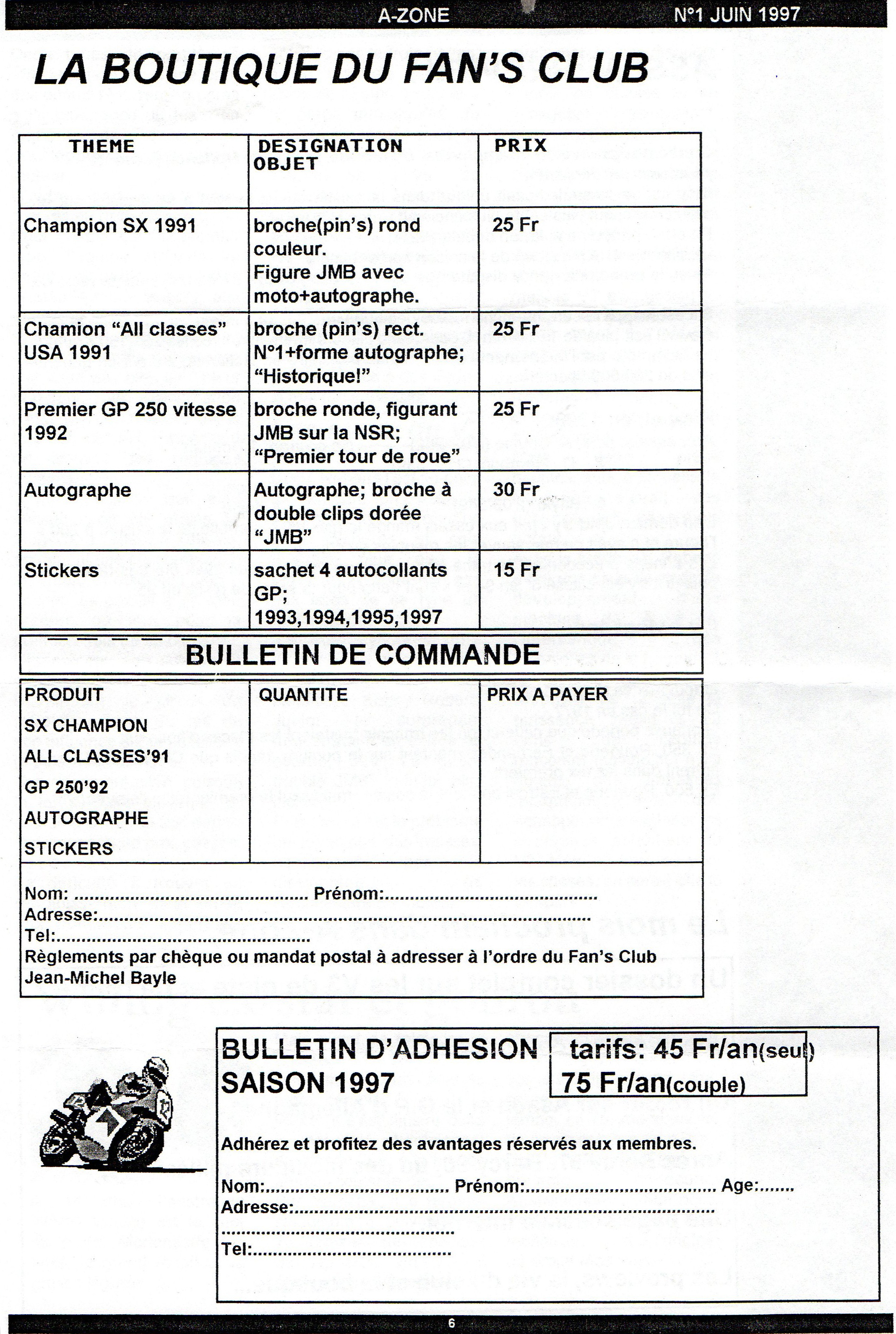 La page 6 du A zone de Janvier 1997