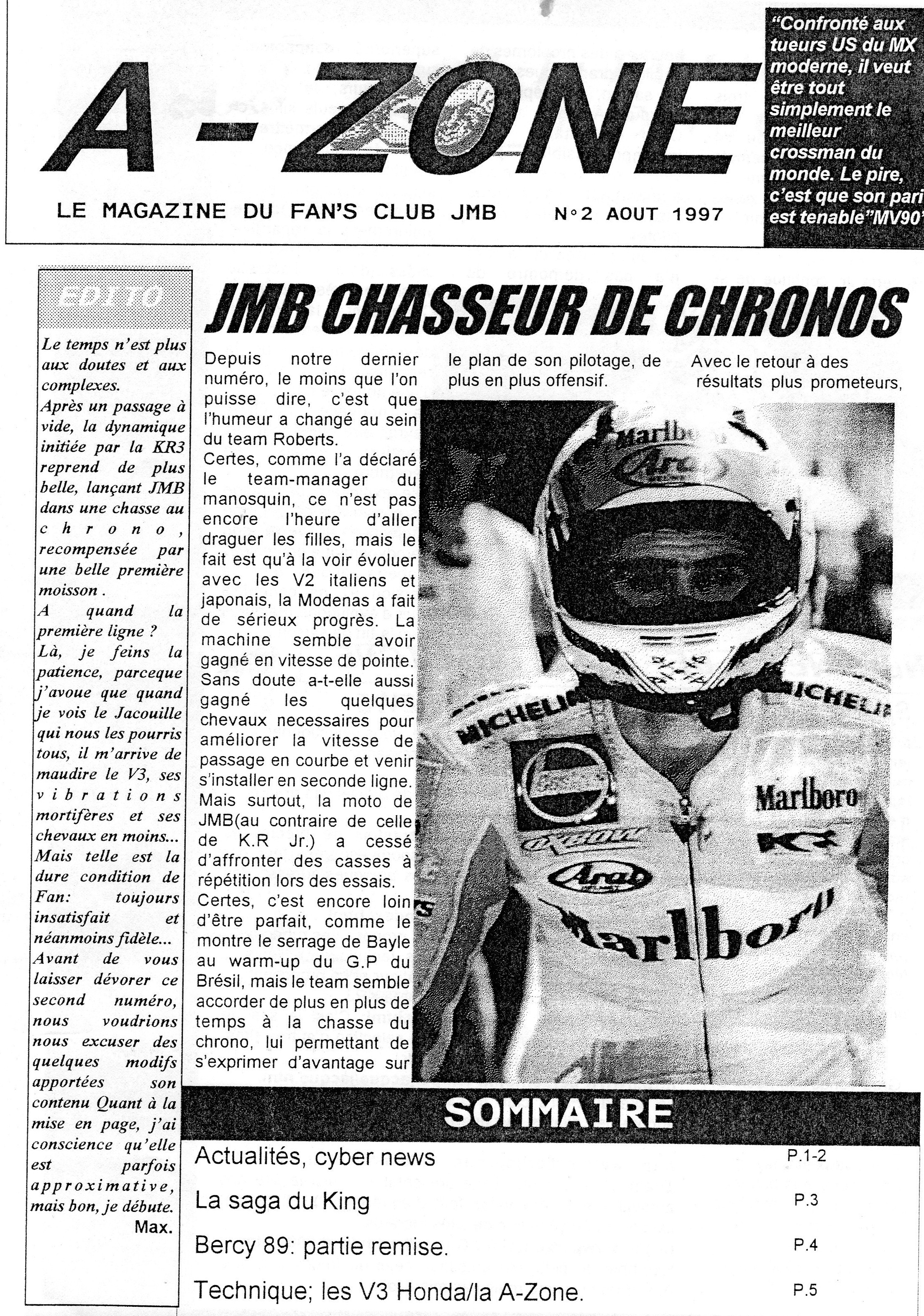 La page 1 du A zone d'Août 1997