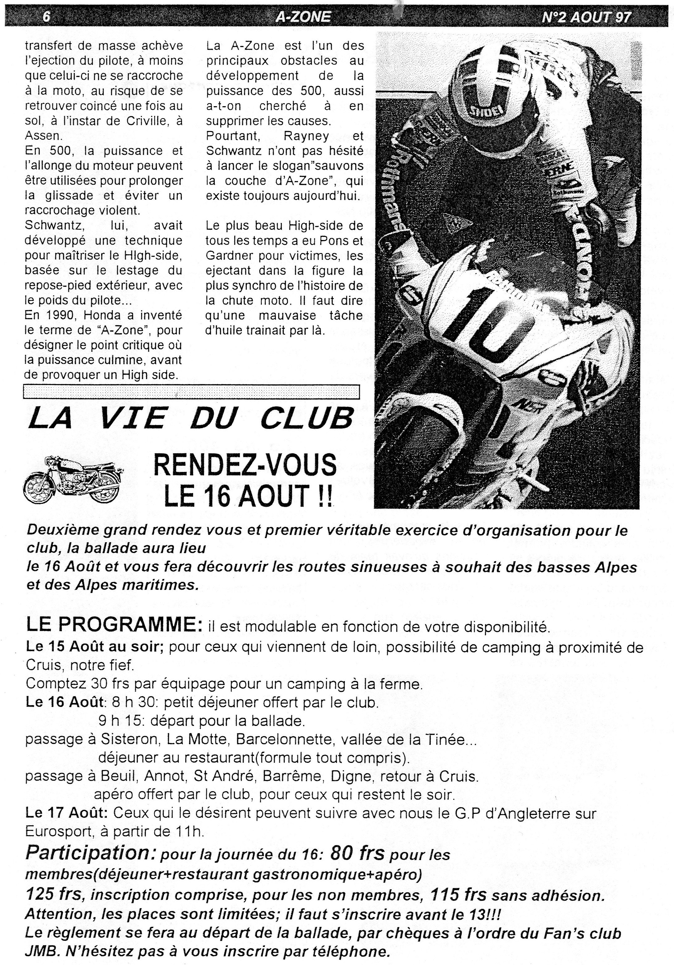 La page 6 du A zone d'Août 1997