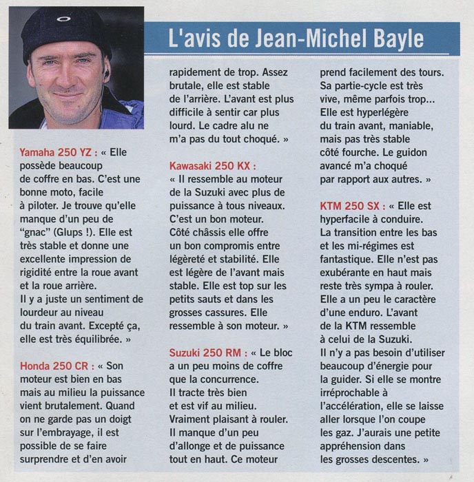 L'avis de Jean-Michel sur les millésimes cross pour cette année 1999