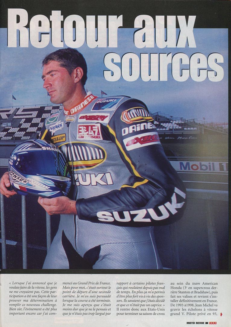 La page 30 du magazine Moto Revue 3438 où l'on trouve une interview de Jean-Michel Bayle