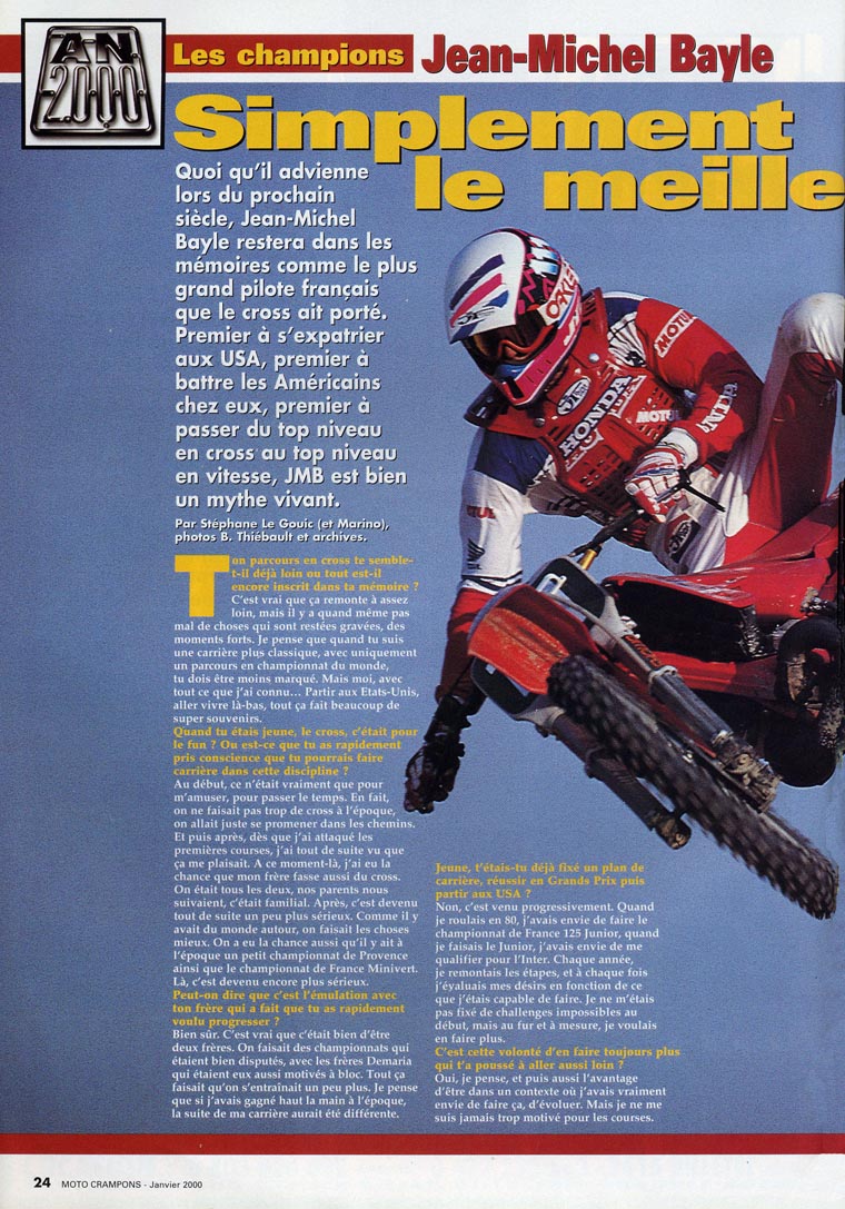 La page n°1 de l'interview de JMB donnée dans le MC N°176 de Janvier 2000