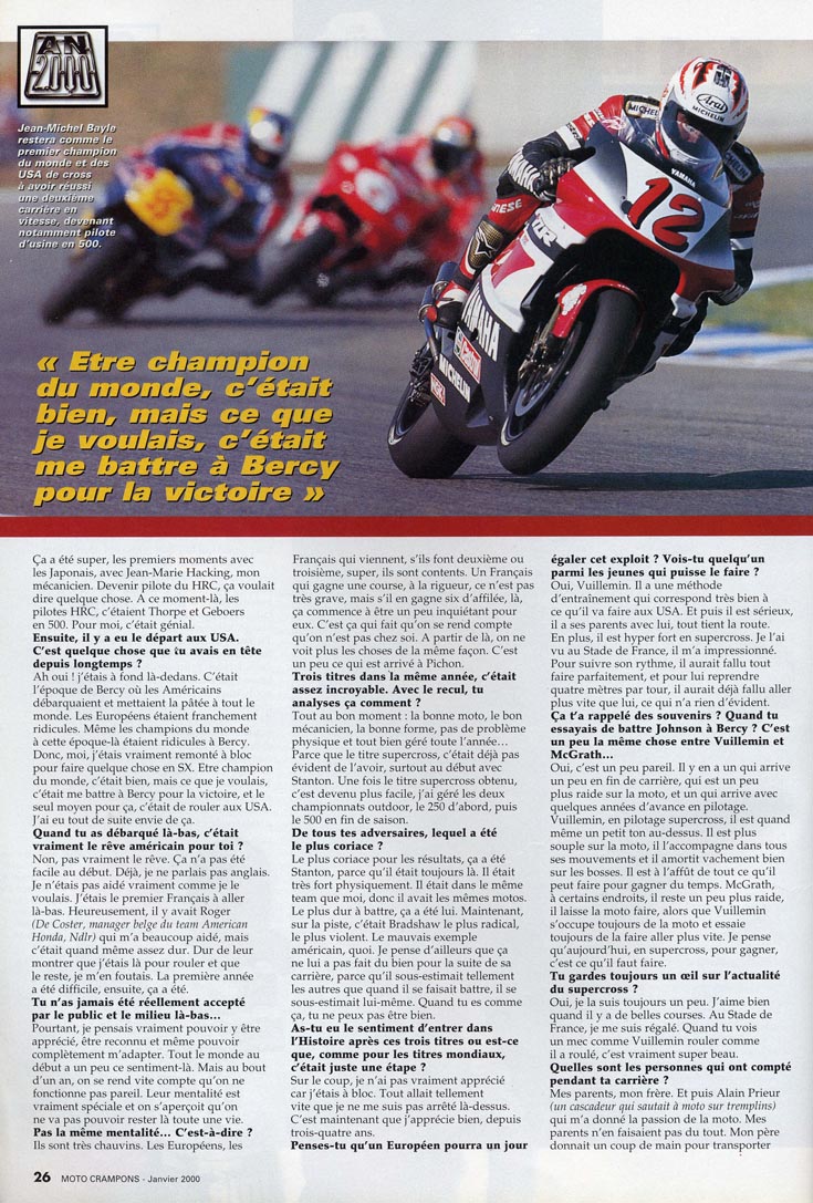 La page n°3 de l'interview de JMB donnée dans le MC N°176 de Janvier 2000