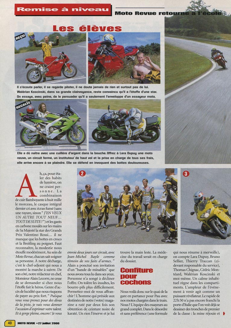 JMB est professeur pour le team Moto Revue