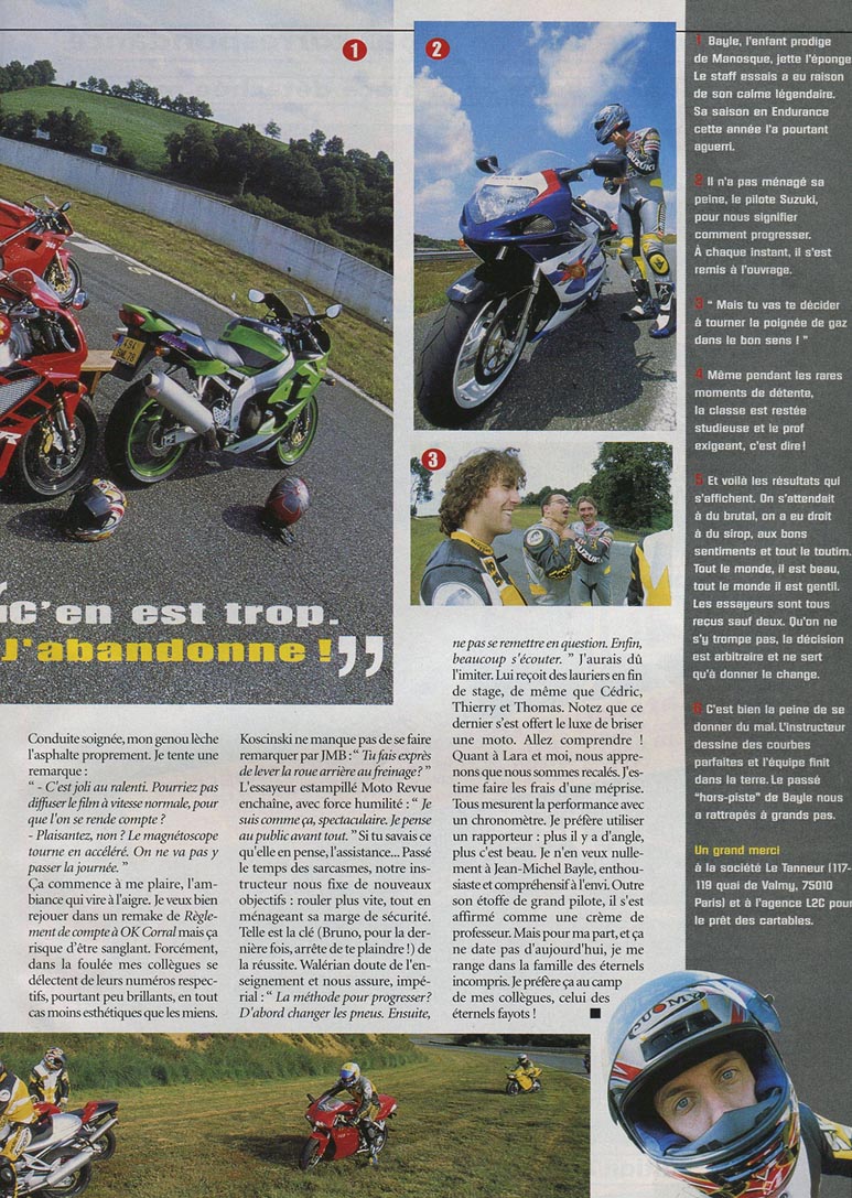 JMB est professeur pour le team Moto Revue