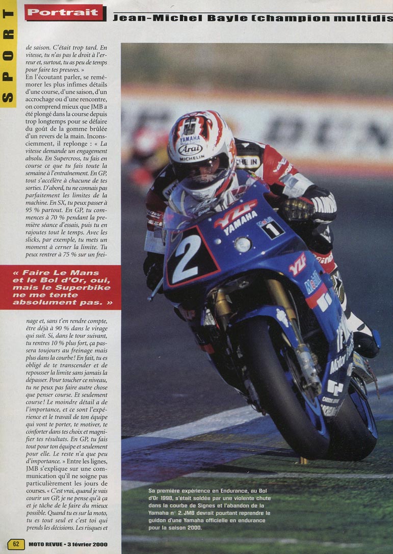 Un portrait de JMB dressé par Alain Lecorre dans le magazine Moto Revue N°3410