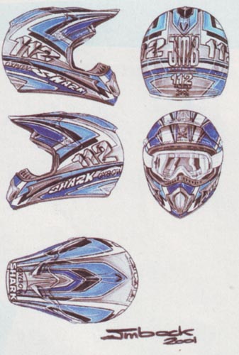 Les dessins  de la décoration du casque de JMB pour son retour