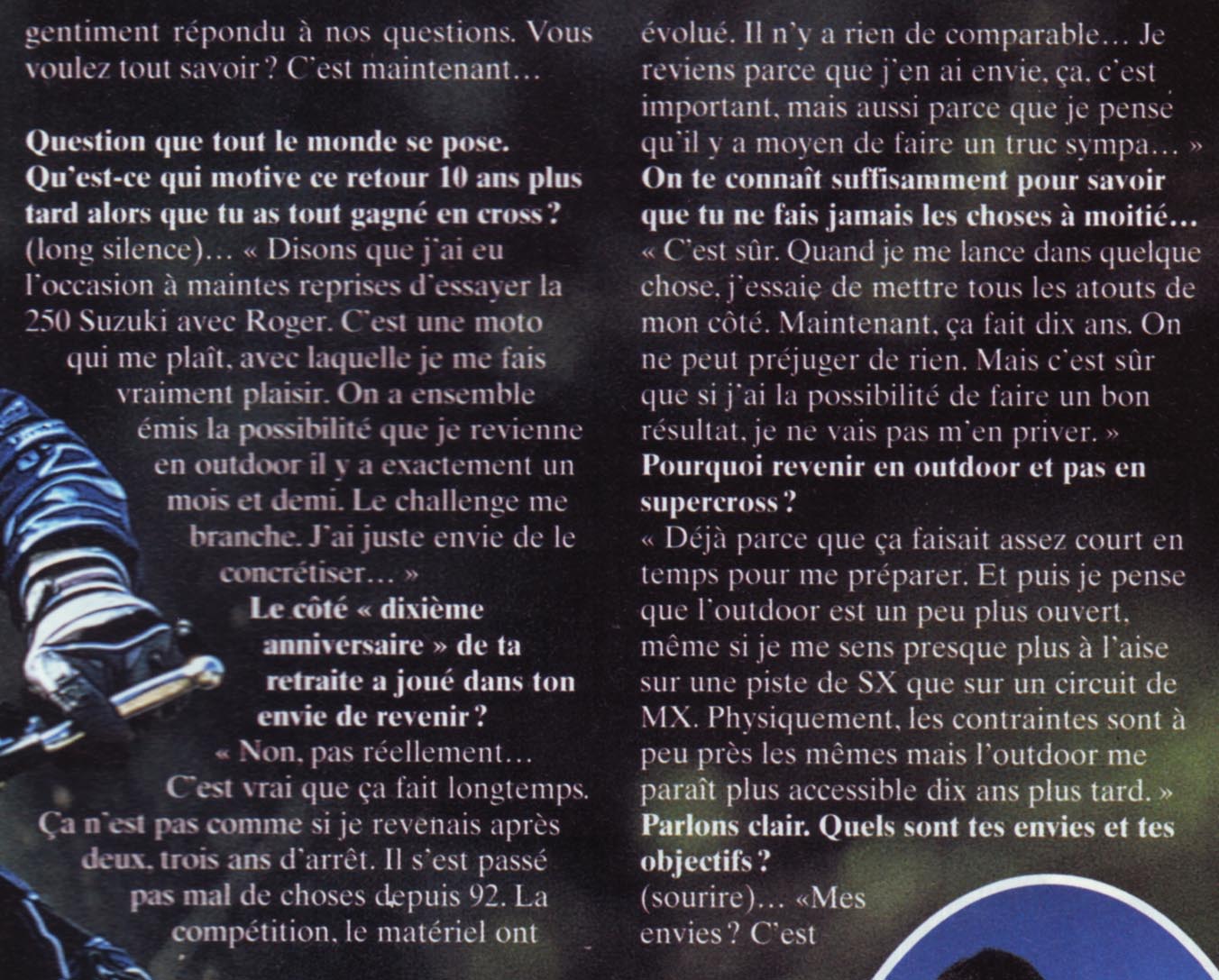 JMB donne une interview pour son retour au Motocross