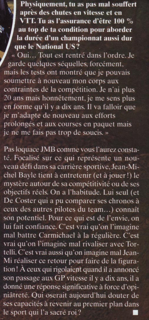 JMB donne une interview pour son retour au Motocross