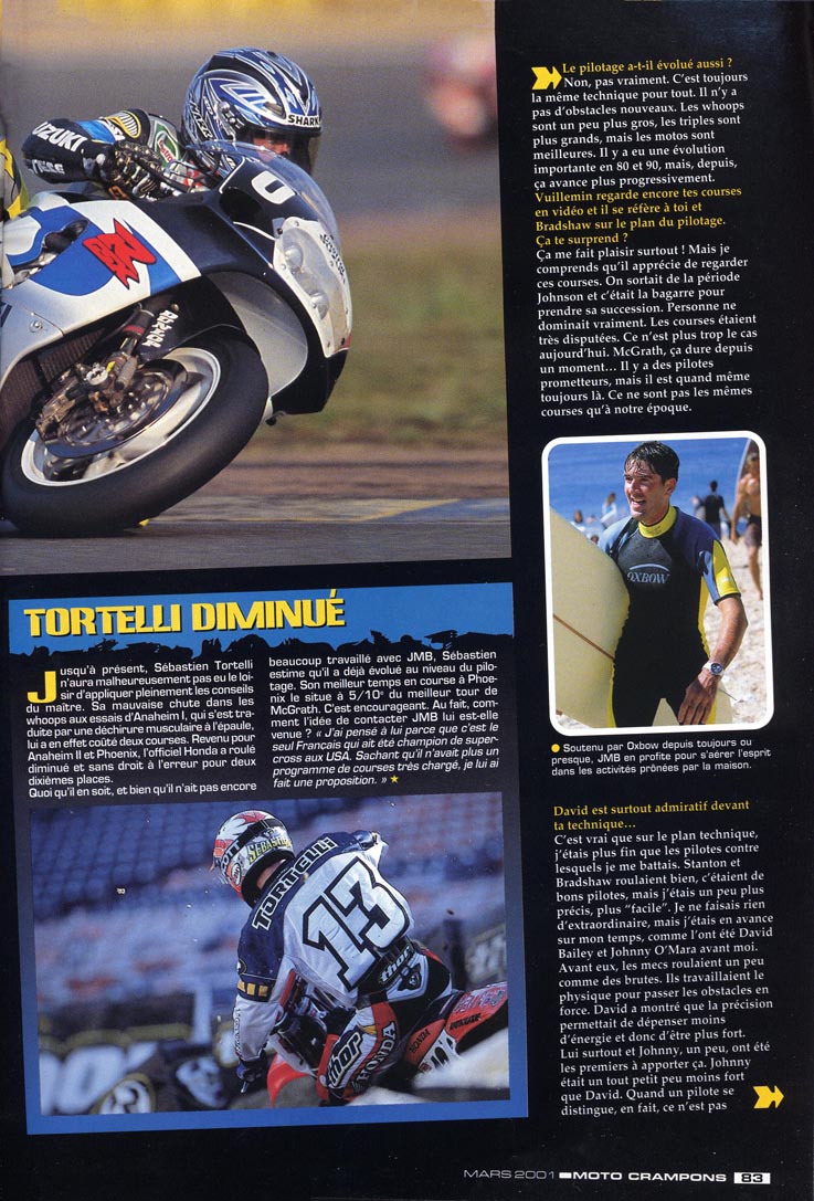 La page 83 du Moto Crampons de Mars 2001 où Jean-Michel nous parle de sa nouvelle fonction 
