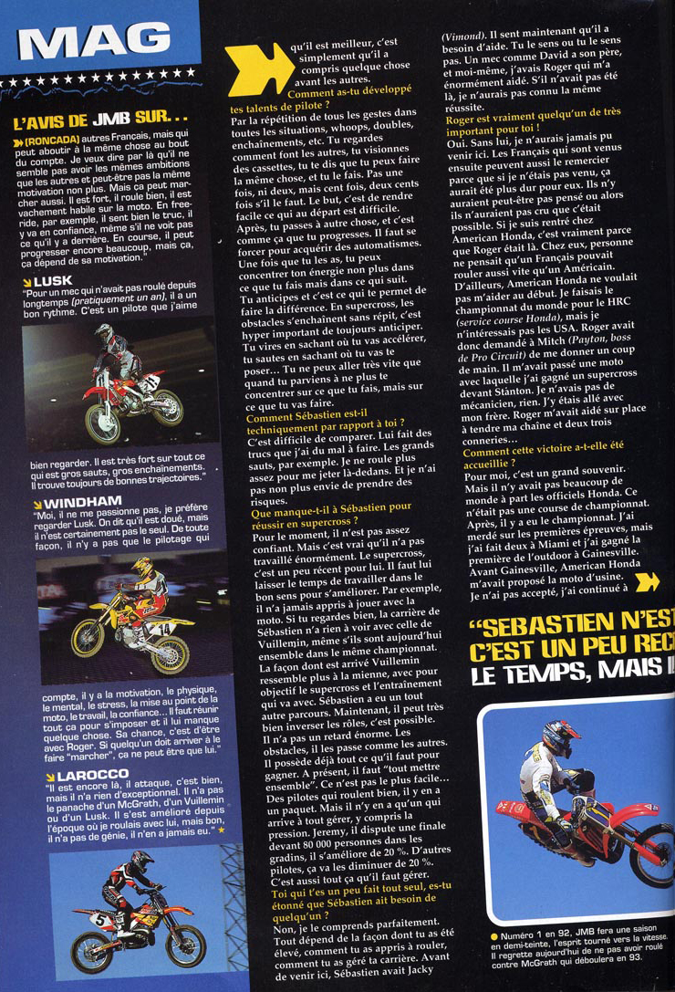 La page 84 du Moto Crampons de Mars 2001 où Jean-Michel nous parle de sa nouvelle fonction 