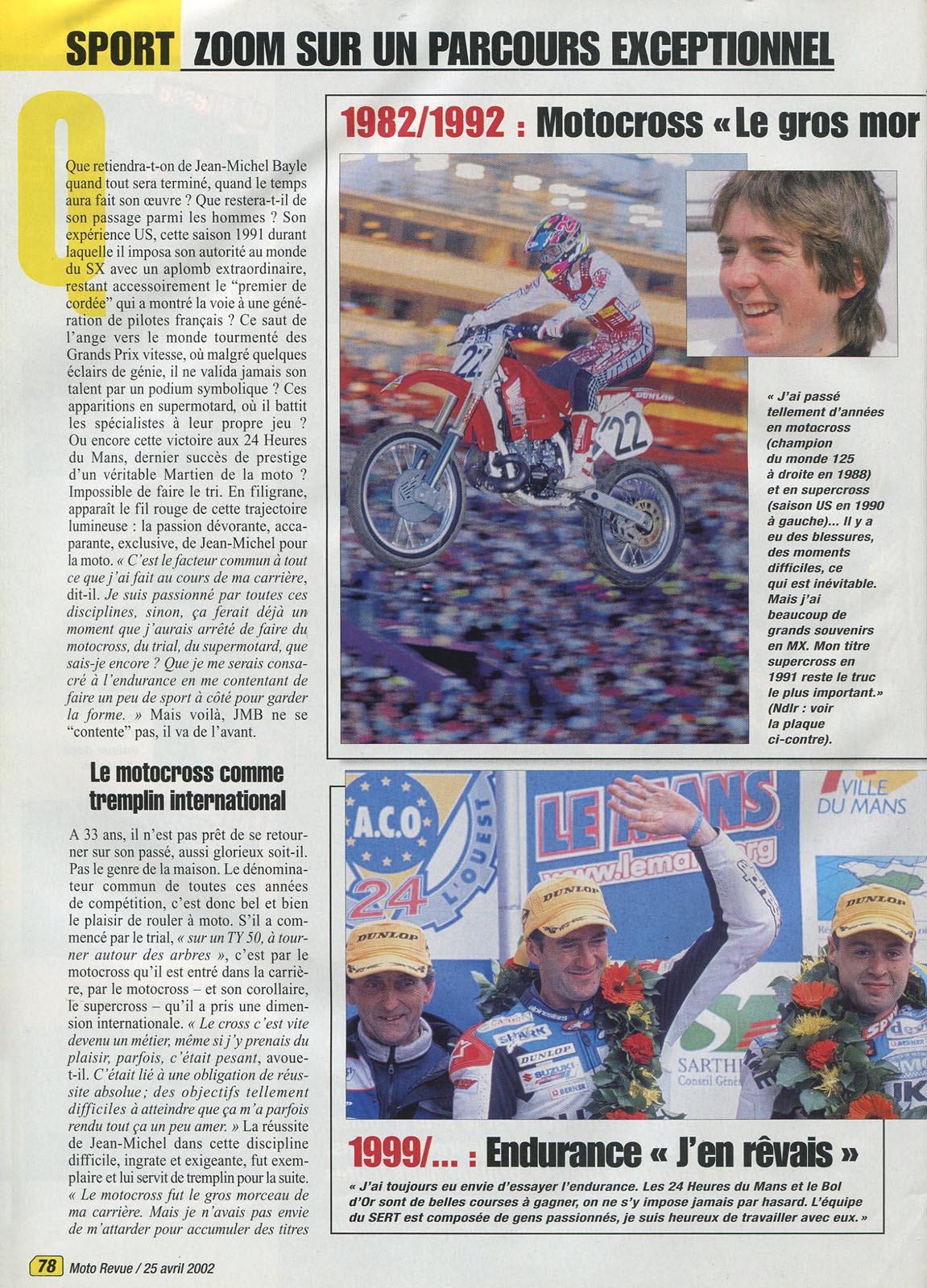 La page 78 du Moto Revue 3516 où l'équipe de Moto Revue lui consacre une entrevue