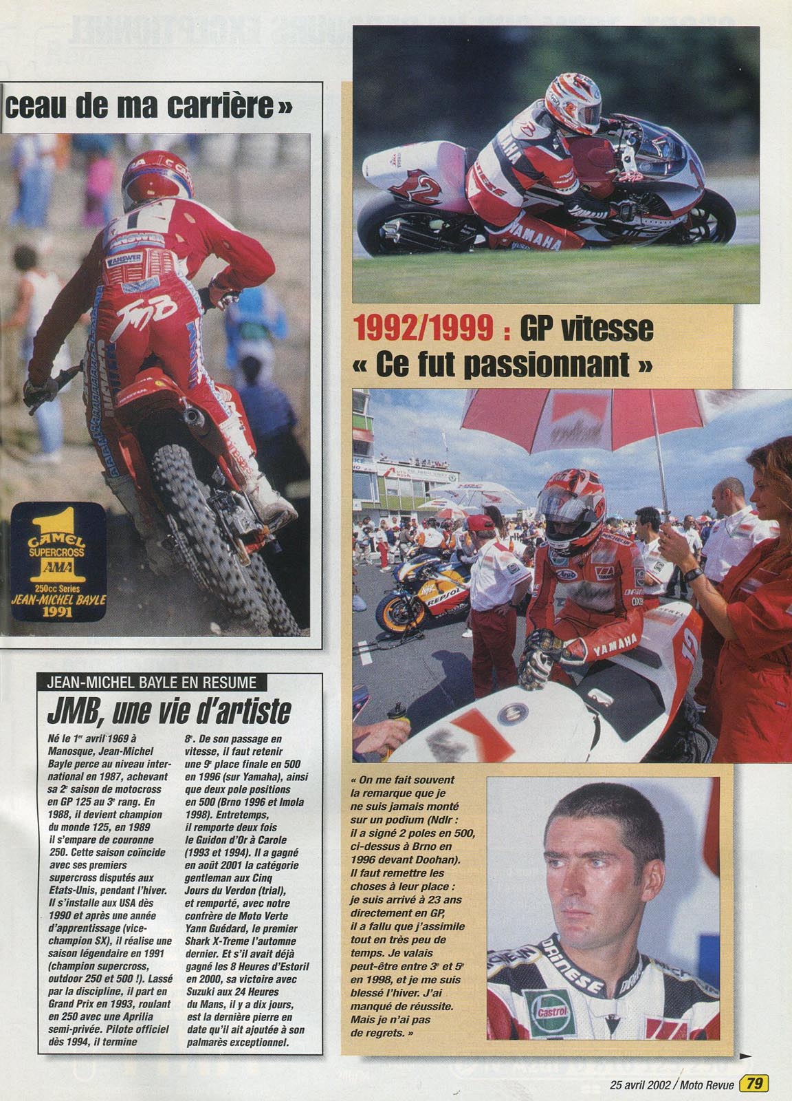 La page 79 du Moto Revue 3516 où l'équipe de Moto Revue lui consacre une entrevue