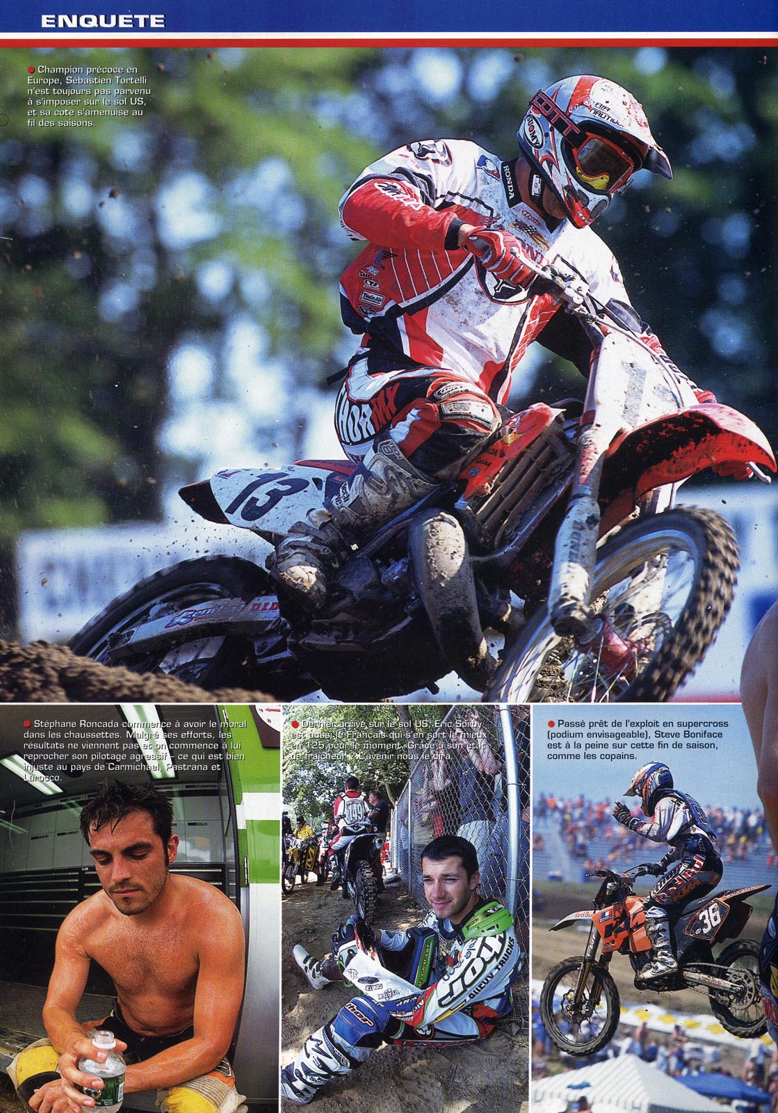 La page 66 du Moto Crampons d'Août où est consacré un reportage sur la difficulté des français à s'imposer aux Etats-Unis