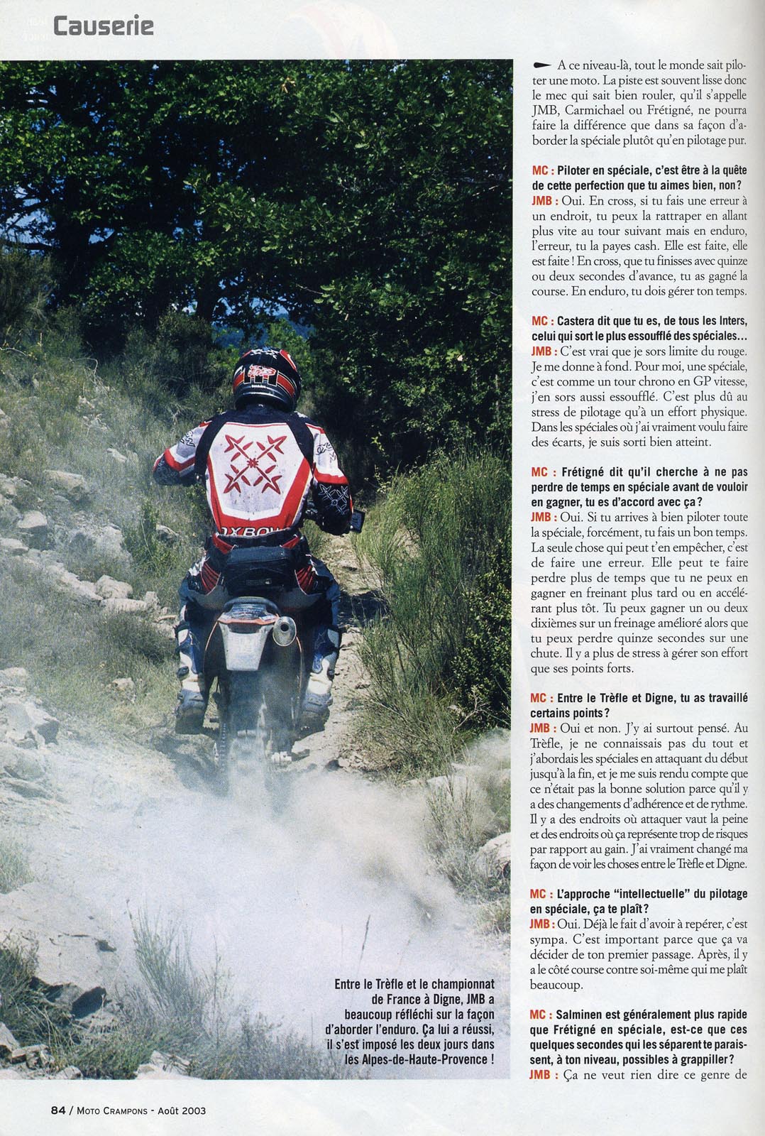 Une interview de JMB dans le numéro D'Août 2003, la page 84